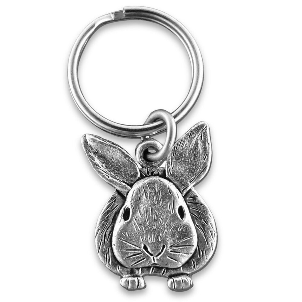 4327 Magic Zoo Pewter Bunny Rabbit Keychain Cute Bunny Keychains